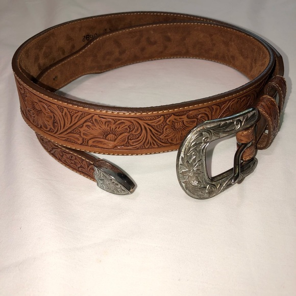 Leegin Accessories - Vintage Leegin Western Style Brown Tooled Leather Belt Unisex